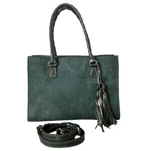 Patricia Nash Brushed Italian Nubuck Primrose Handbag Dark Green Satchel Purse